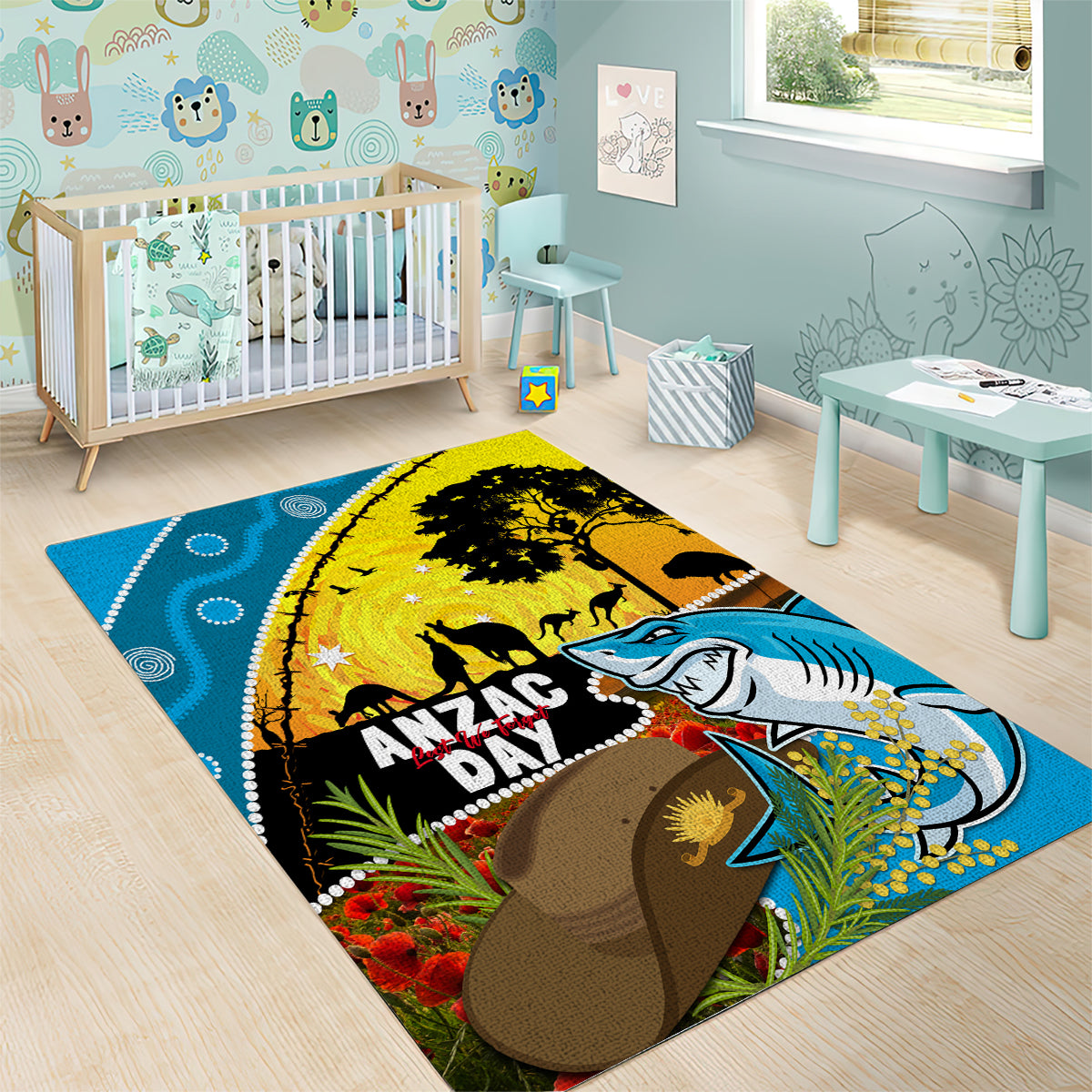 Sharks Rugby ANZAC Day Area Rug Sharkies Rosemary Starry Night