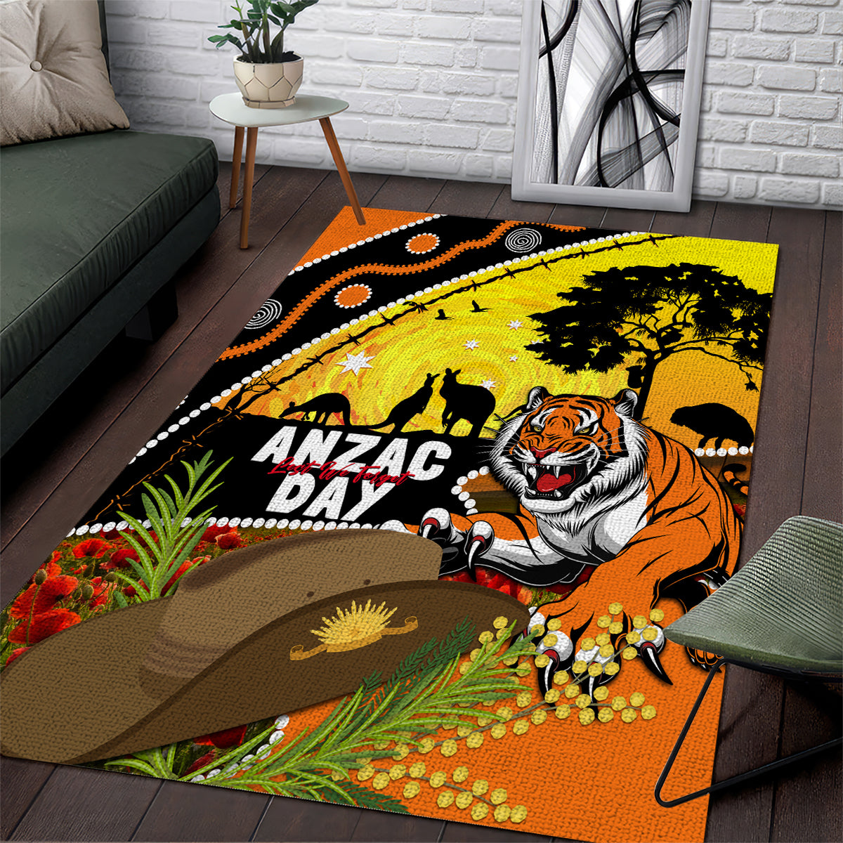 Tigers Rugby ANZAC Day Area Rug Wests Mascot Rosemary Starry Night