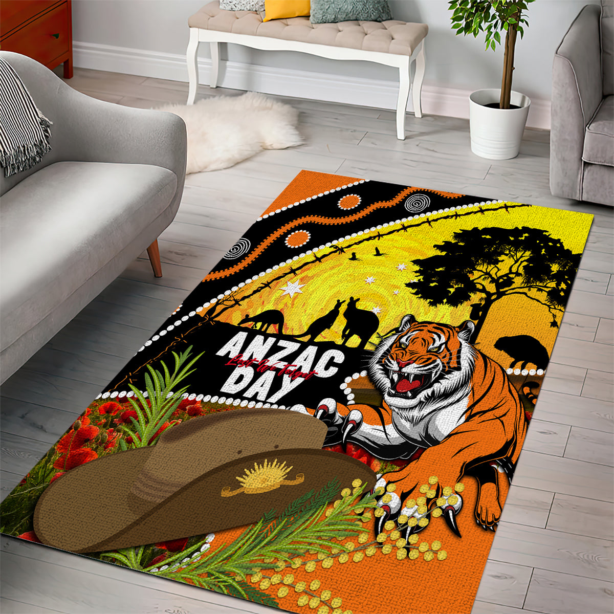 Tigers Rugby ANZAC Day Area Rug Wests Mascot Rosemary Starry Night