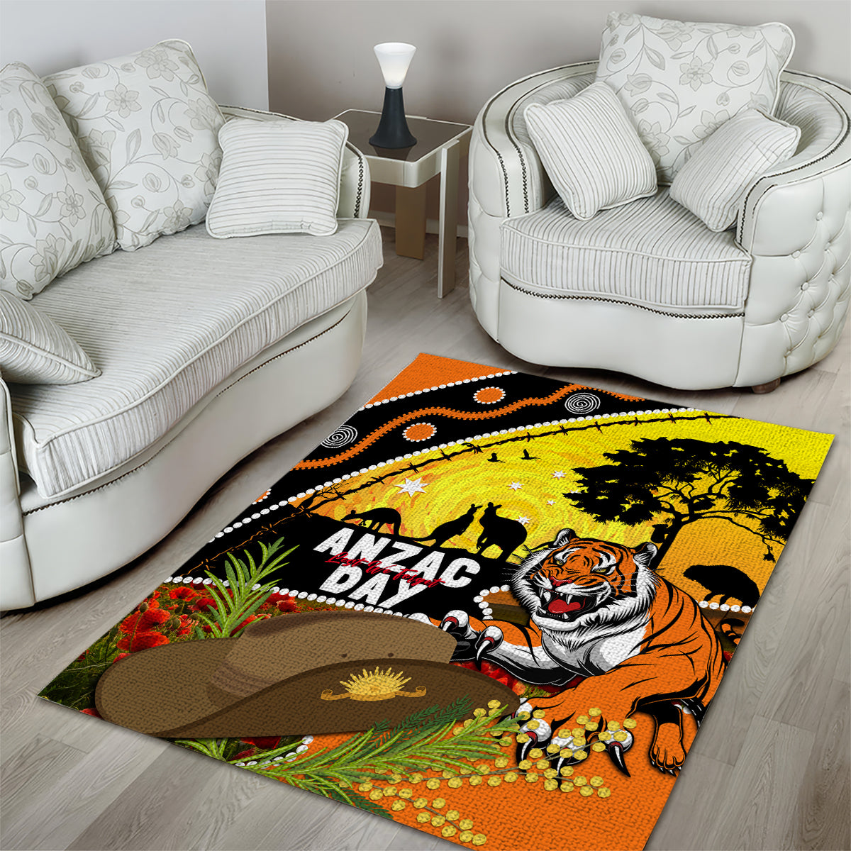 Tigers Rugby ANZAC Day Area Rug Wests Mascot Rosemary Starry Night