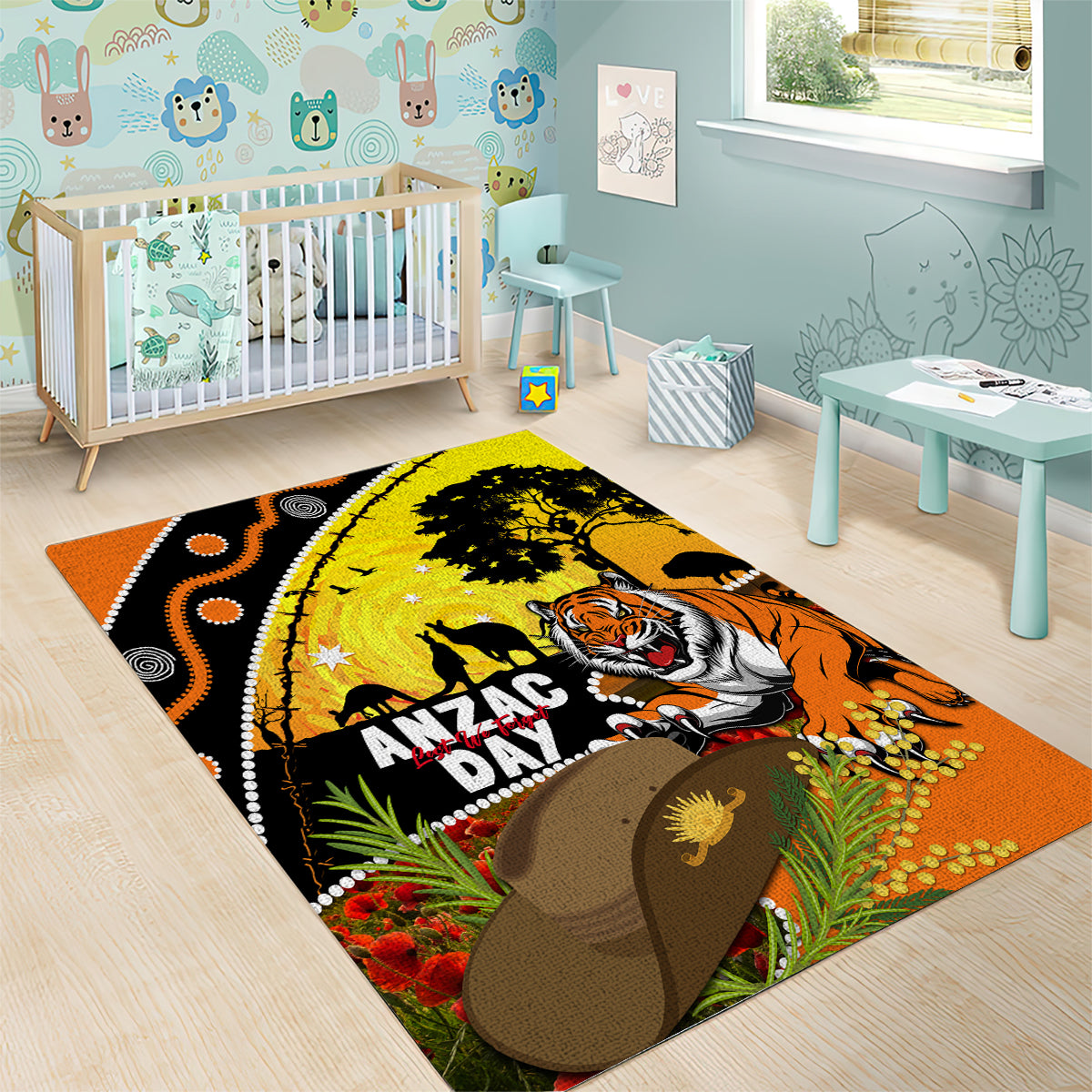 Tigers Rugby ANZAC Day Area Rug Wests Mascot Rosemary Starry Night