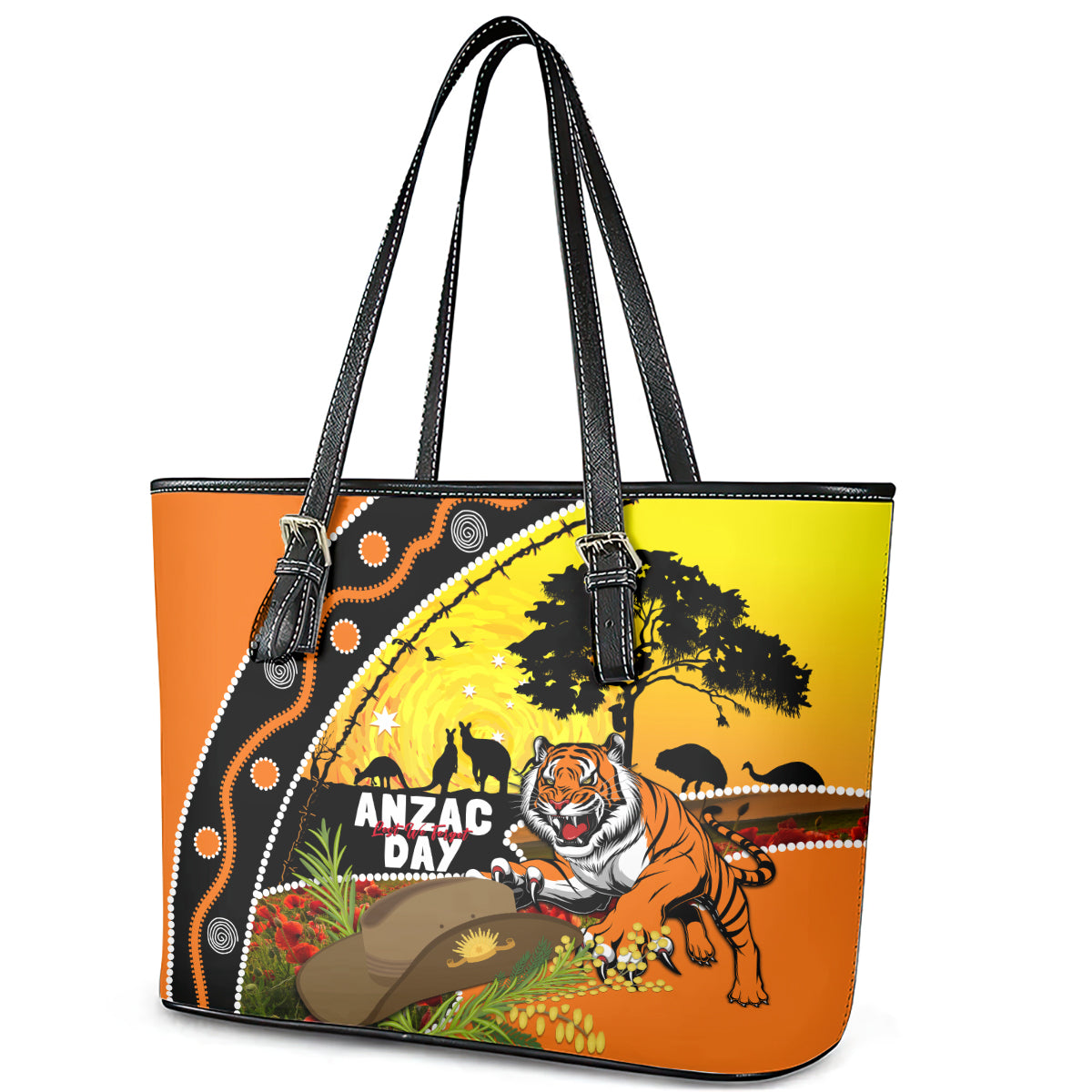 Tigers Rugby ANZAC Day Leather Tote Bag Wests Mascot Rosemary Starry Night