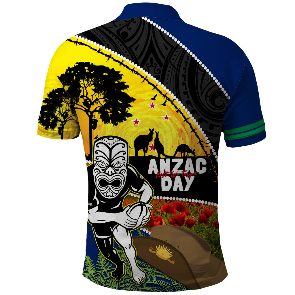 Warriors Rugby ANZAC Day Polo Shirt New Zealand Wahs Tiki Mascot Rosemary Starry Night