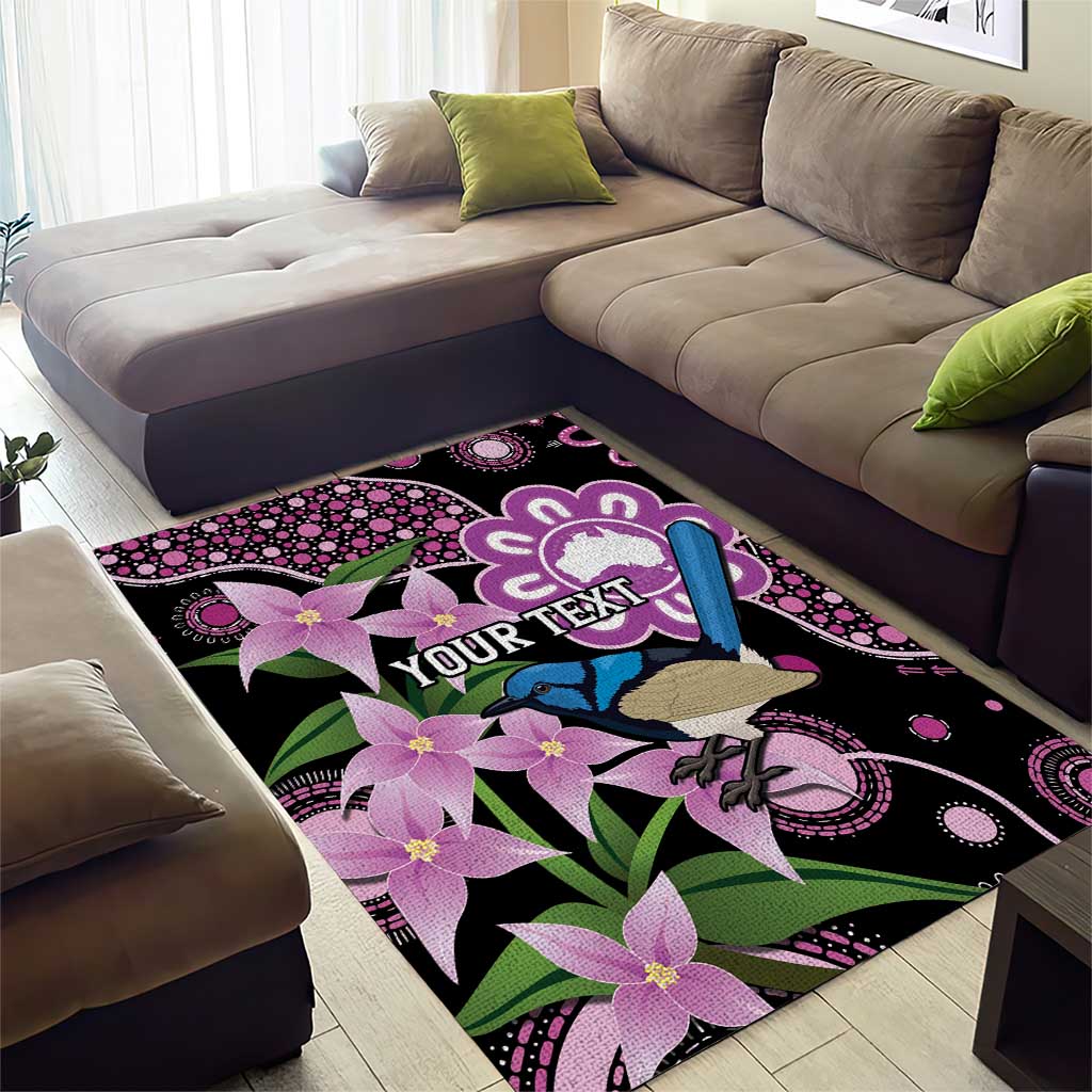 Personalised Australia Boronia And Malurus Cyaneus Area Rug Aboriginal Art