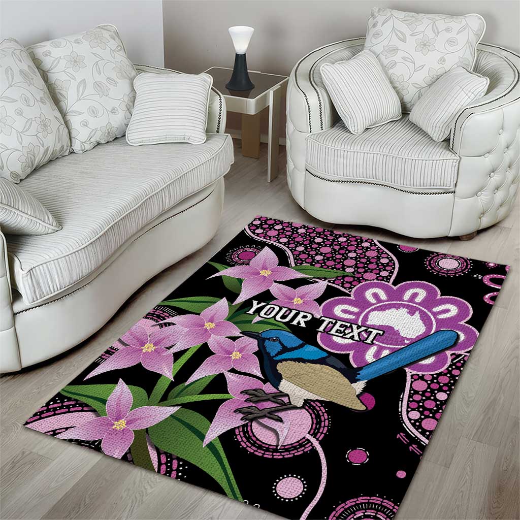 Personalised Australia Boronia And Malurus Cyaneus Area Rug Aboriginal Art