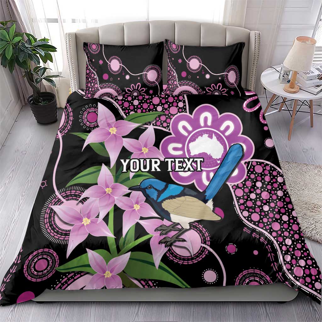 Personalised Australia Boronia And Malurus Cyaneus Bedding Set Aboriginal Art