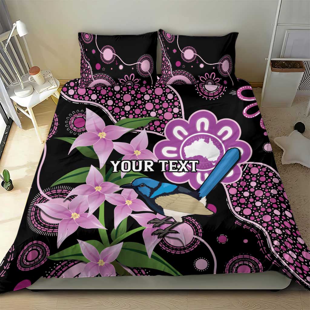 Personalised Australia Boronia And Malurus Cyaneus Bedding Set Aboriginal Art