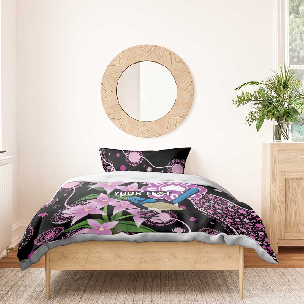 Personalised Australia Boronia And Malurus Cyaneus Bedding Set Aboriginal Art