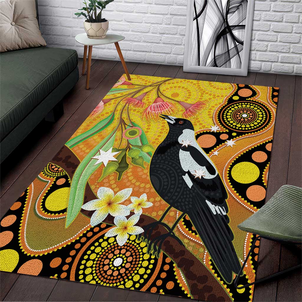 Australia Eucalyptus Flower And Magpie Area Rug Aboriginal Art