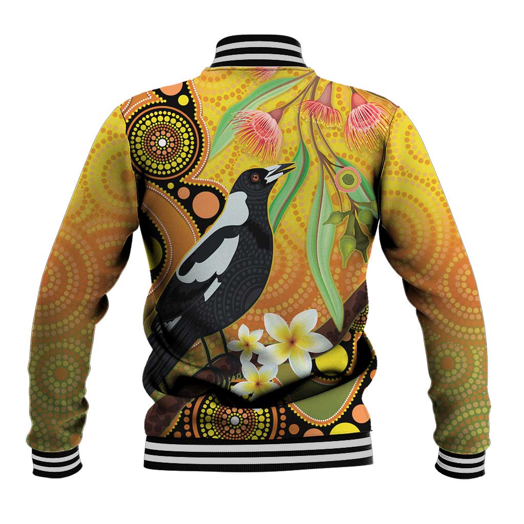 Australia Eucalyptus Flower And Magpie Baseball Jacket Aboriginal Art