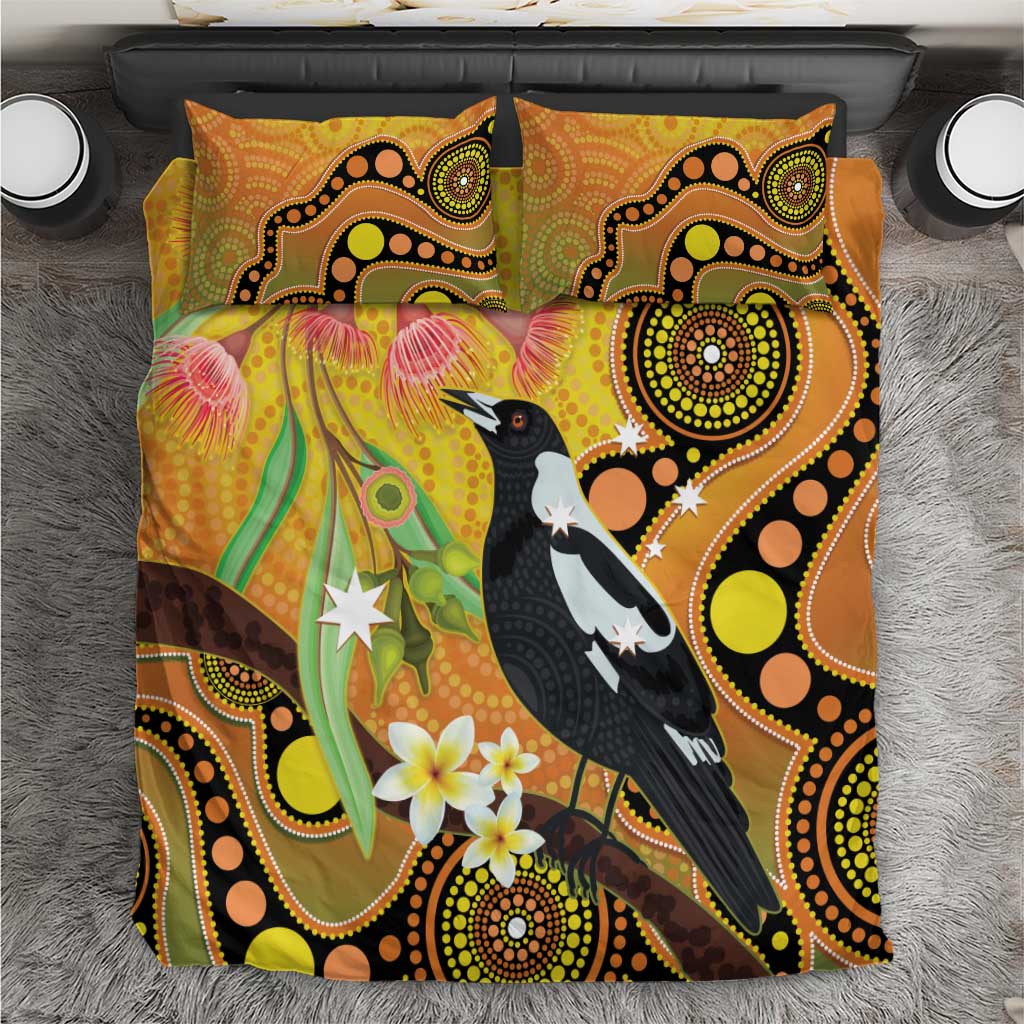 Australia Eucalyptus Flower And Magpie Bedding Set Aboriginal Art