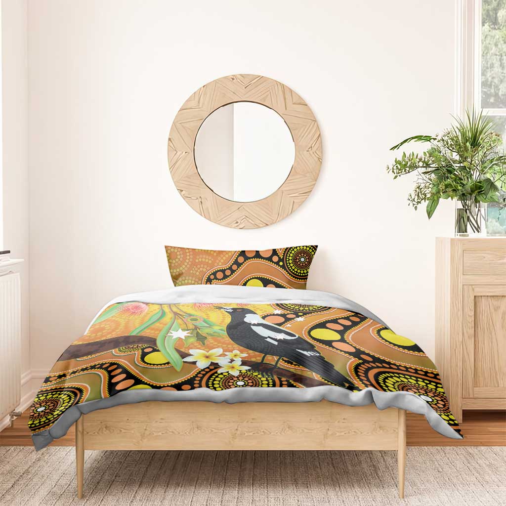 Australia Eucalyptus Flower And Magpie Bedding Set Aboriginal Art