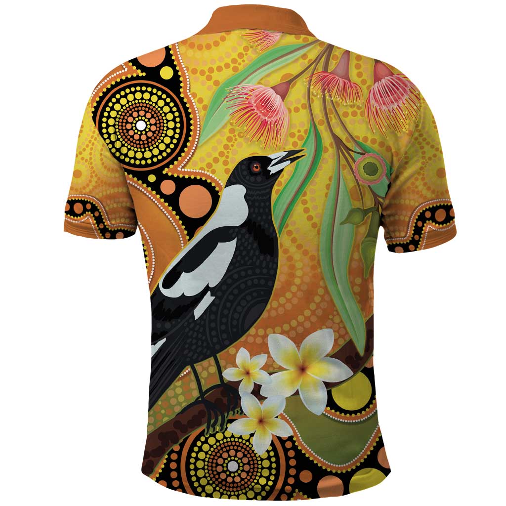 Australia Eucalyptus Flower And Magpie Polo Shirt Aboriginal Art