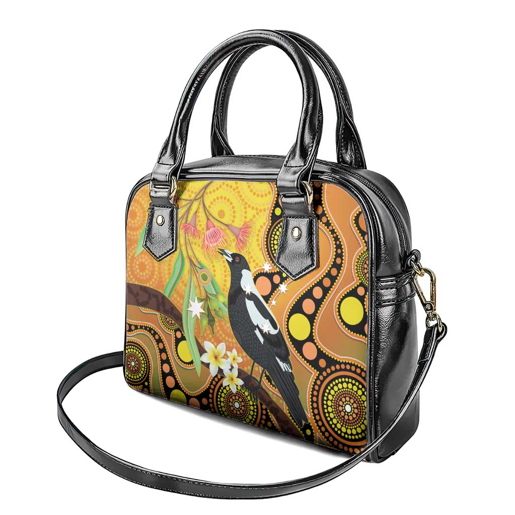 Australia Eucalyptus Flower And Magpie Shoulder Handbag Aboriginal Art