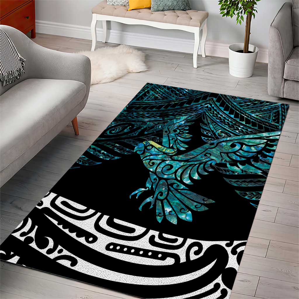 New Zealand Sulphur-crested Cockatoo Area Rug Aotearoa Maori Mix Paua Shell