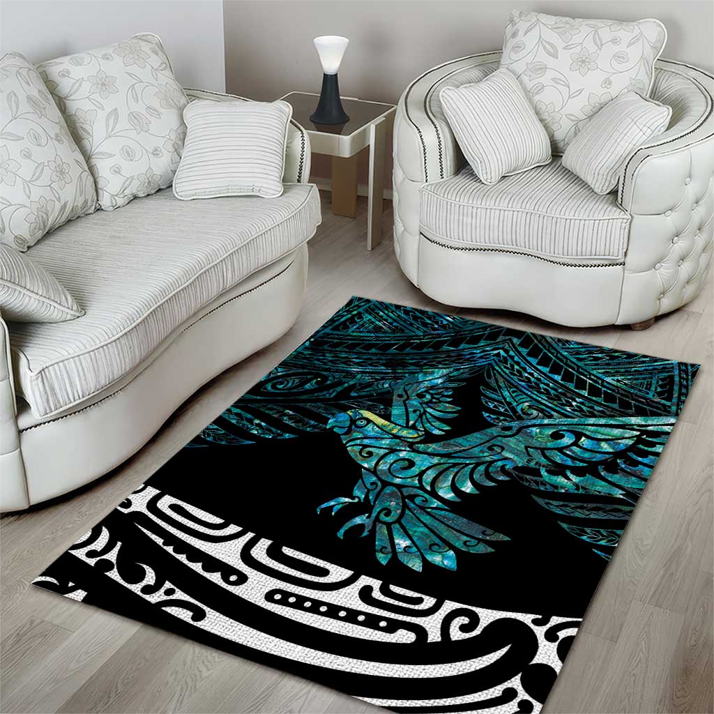 New Zealand Sulphur-crested Cockatoo Area Rug Aotearoa Maori Mix Paua Shell