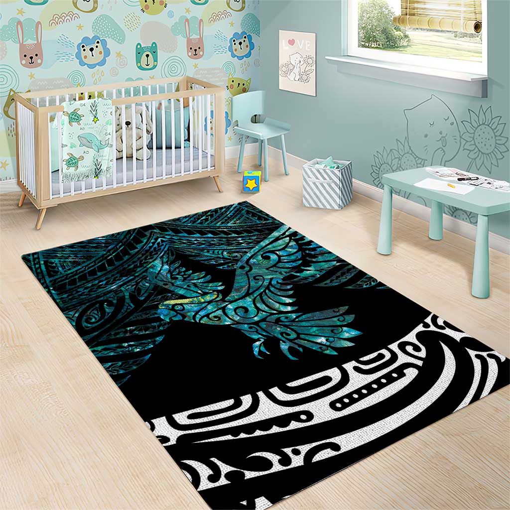 New Zealand Sulphur-crested Cockatoo Area Rug Aotearoa Maori Mix Paua Shell