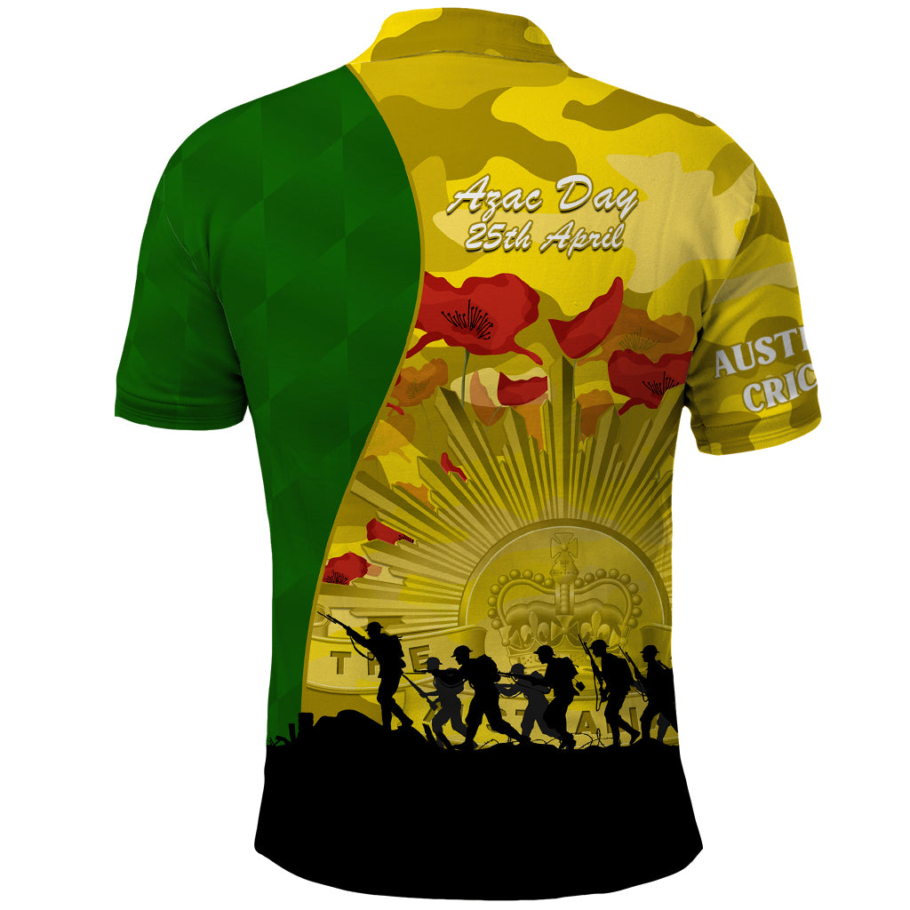 Australia Cricket ANZAC Day 2024 Polo Shirt Australian Army Camouflage With Poppies