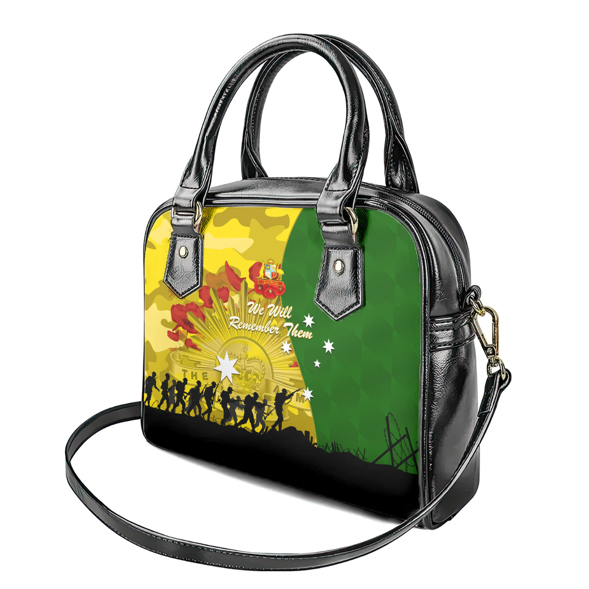 Australia Cricket ANZAC Day 2024 Shoulder Handbag Australian Army Camouflage With Poppies