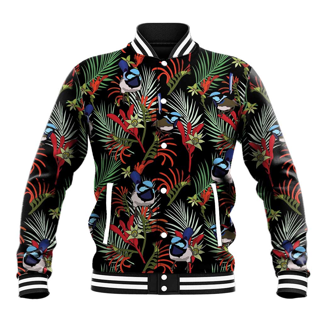 Australia Kangaroo Paw And Splendid Fairy-wren Baseball Jacket Sameless Style