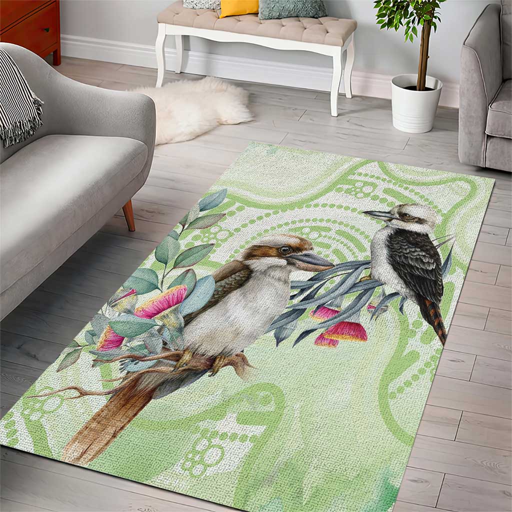 Australia Gumtree And Kookaburra Area Rug Aboriginal Art - Watercolor Style