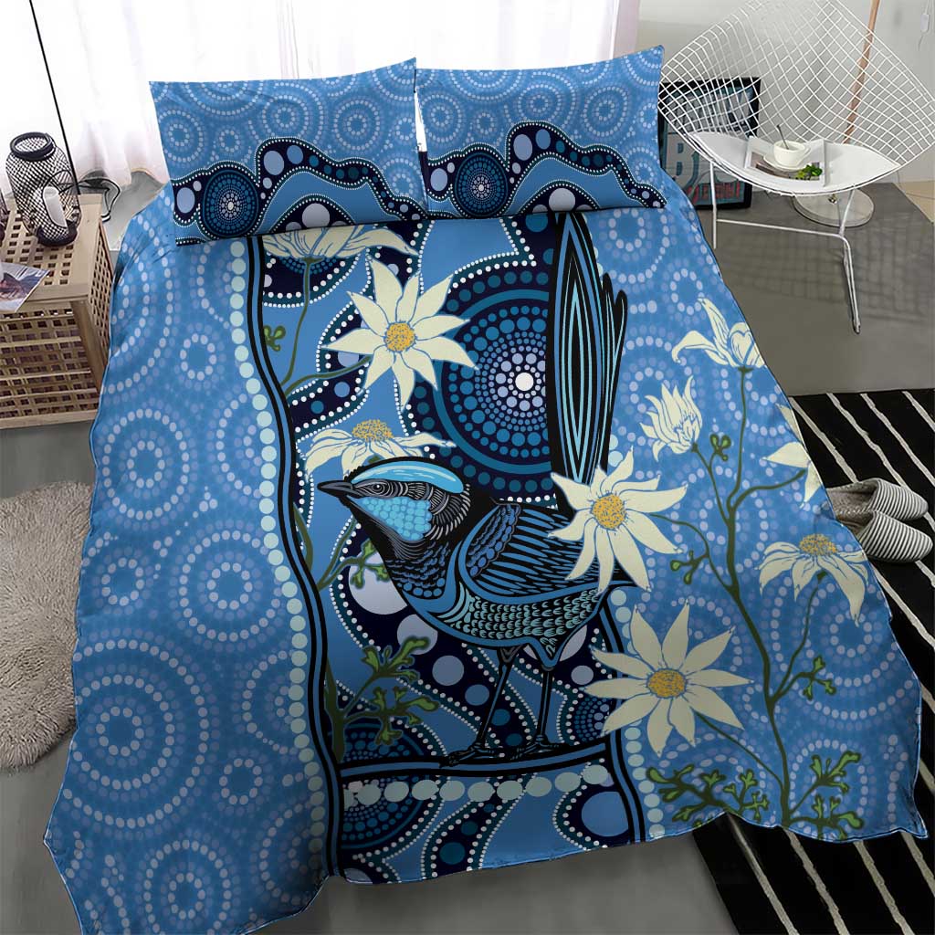 Australia Flannel Flower With Superb Fairy-wren Bedding Set Aboriginal Art