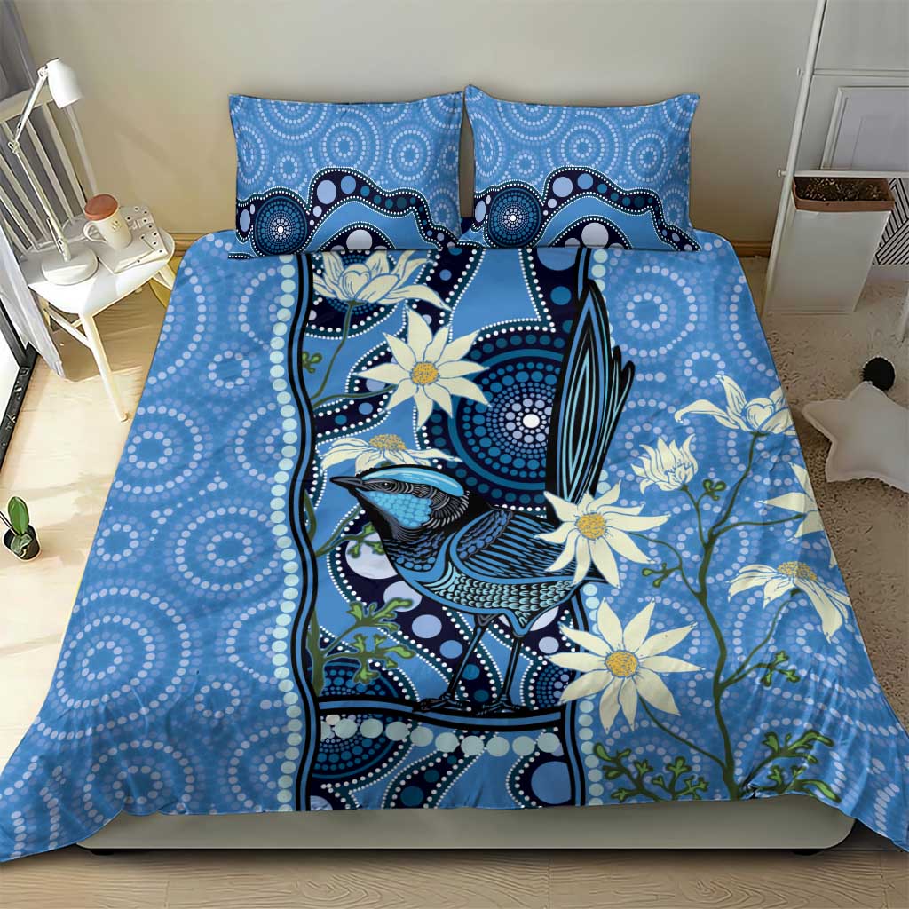 Australia Flannel Flower With Superb Fairy-wren Bedding Set Aboriginal Art