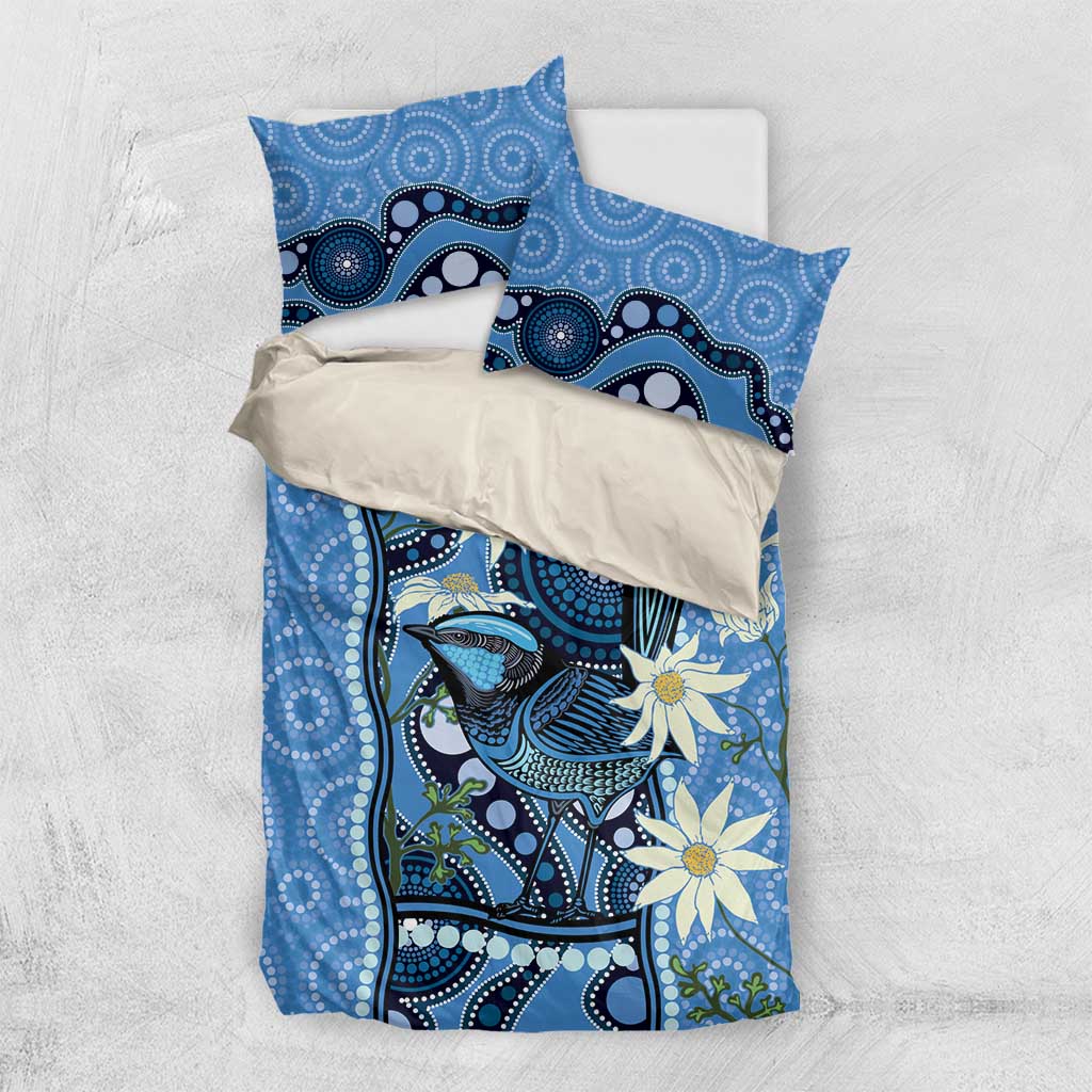 Australia Flannel Flower With Superb Fairy-wren Bedding Set Aboriginal Art