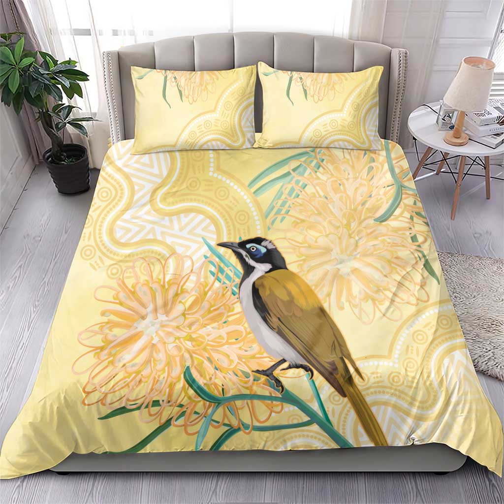 Australia Grevillea And Honeyeaters Bedding Set Aboriginal Art - Watercolor Style