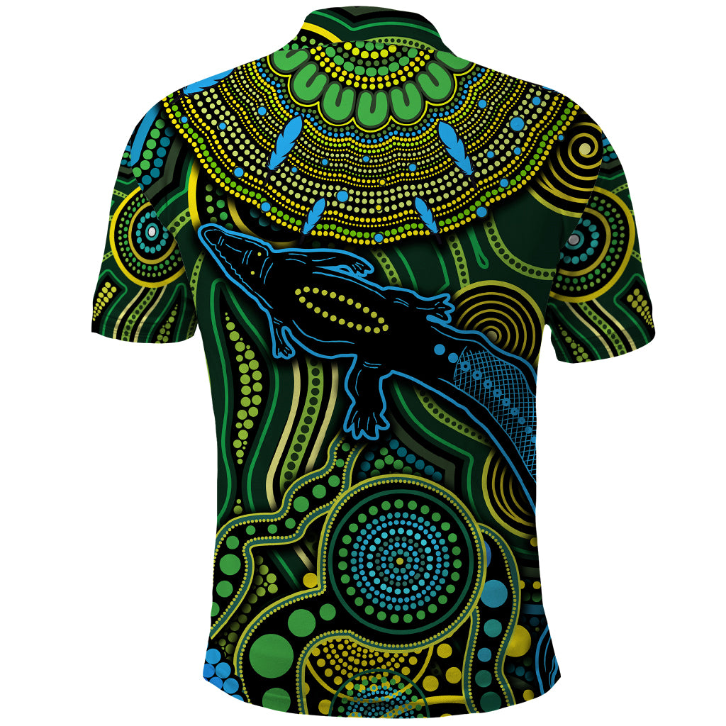 Aboriginal Green - Crocodine Abstract Art Pattern Polo Shirt