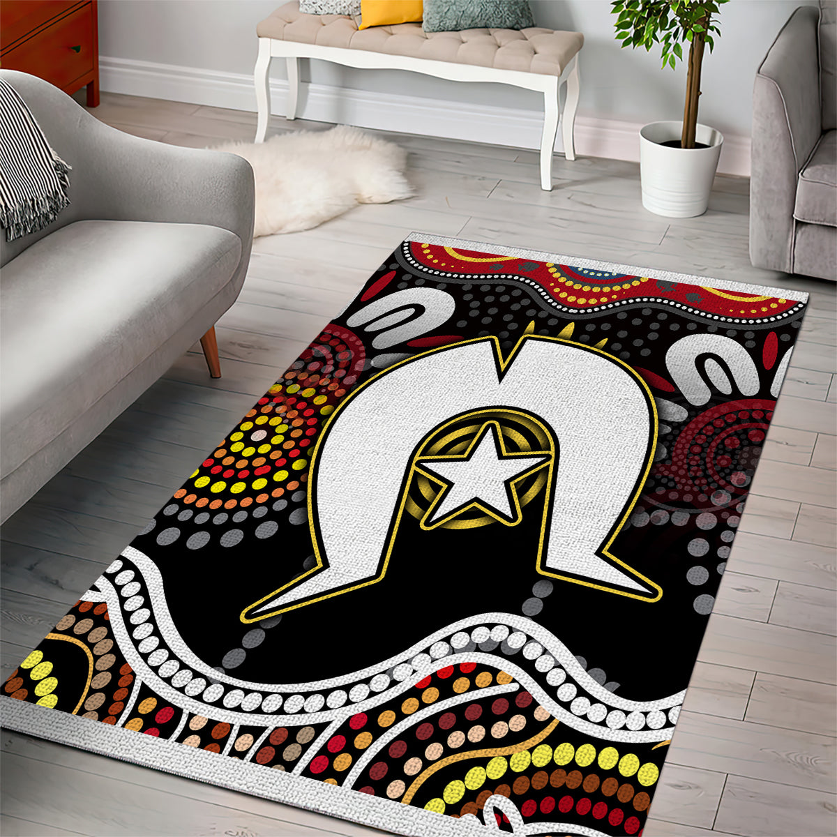 Torest Trait Islands Mix Aboriginal Pattern Area Rug