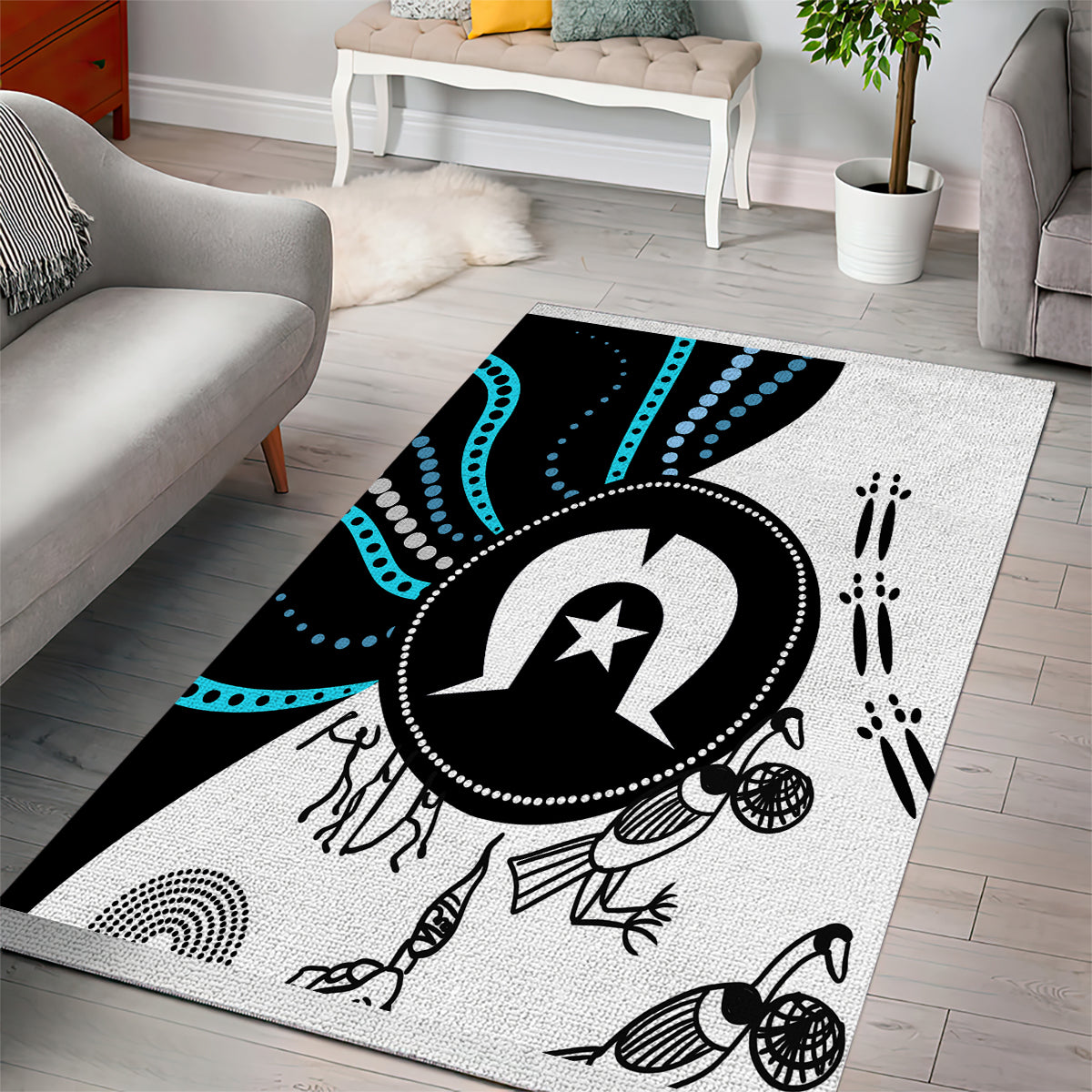 Aboriginal Pattern Torest  Strait Island Area Rug