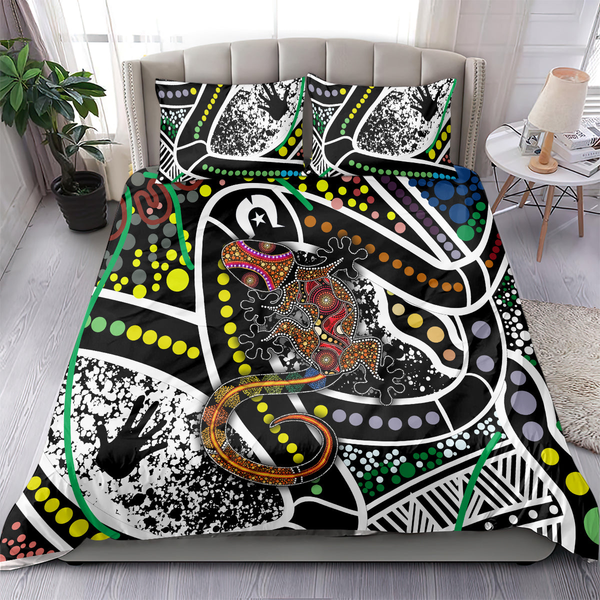 Aboriginal Lizzard Pattern Dot Art Bedding Set