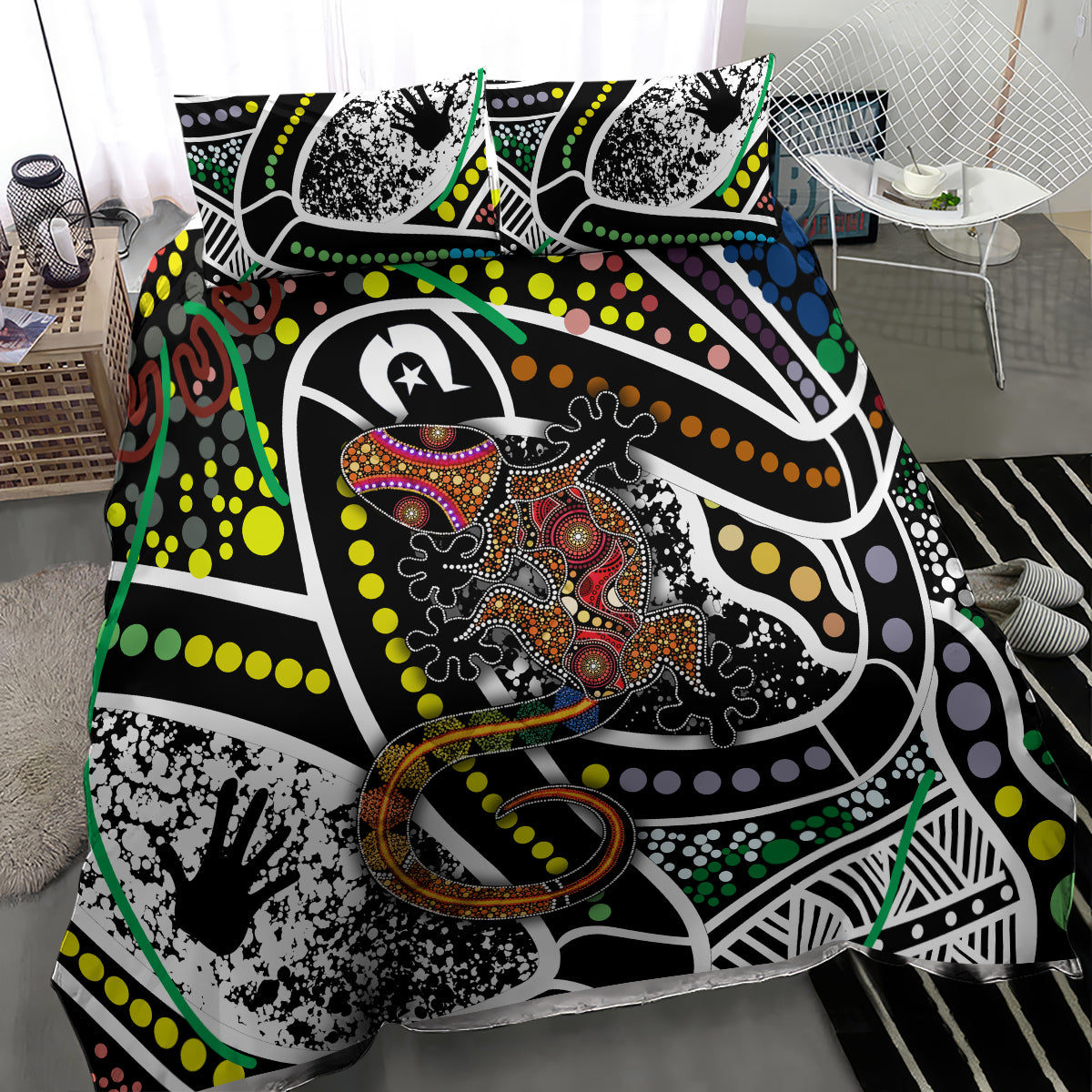 Aboriginal Lizzard Pattern Dot Art Bedding Set