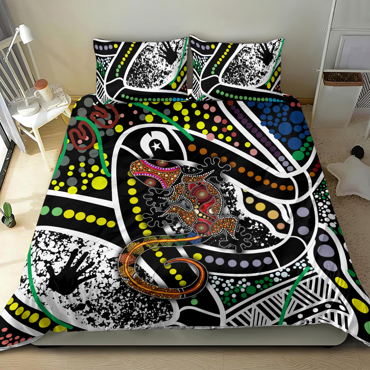 Aboriginal Lizzard Pattern Dot Art Bedding Set