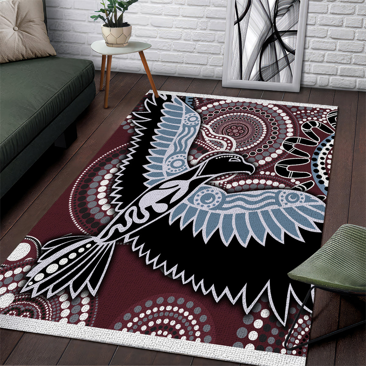 Aboriginal Pattern Bird Area Rug