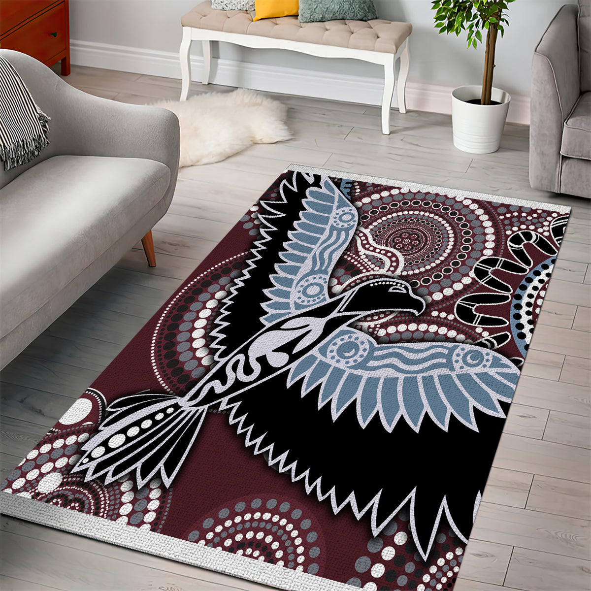 Aboriginal Pattern Bird Area Rug