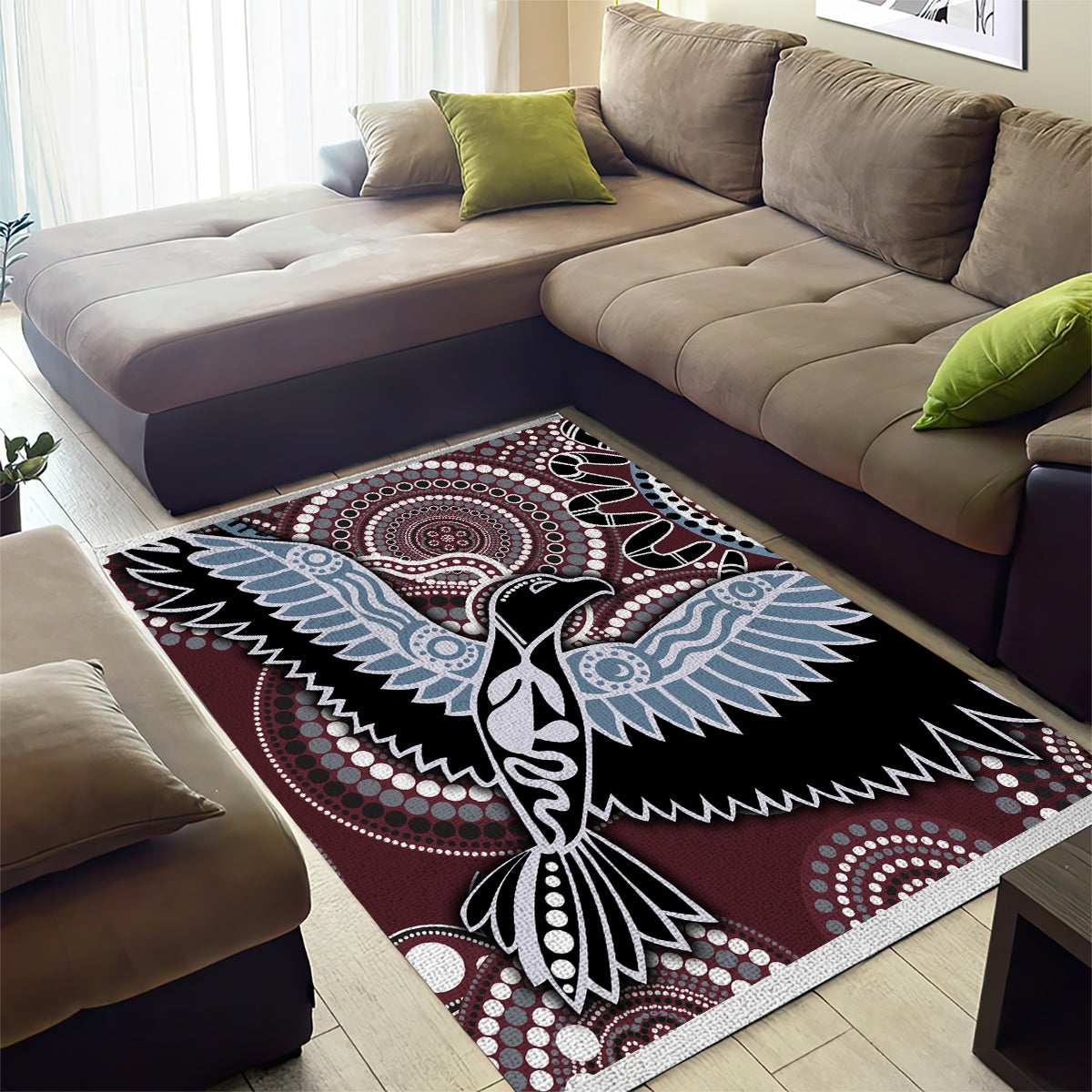 Aboriginal Pattern Bird Area Rug