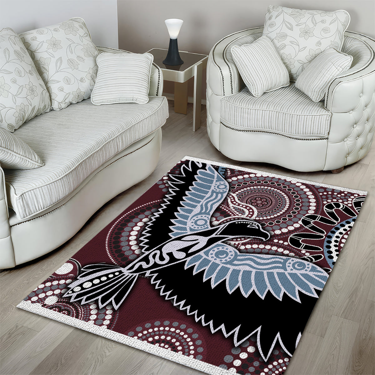 Aboriginal Pattern Bird Area Rug