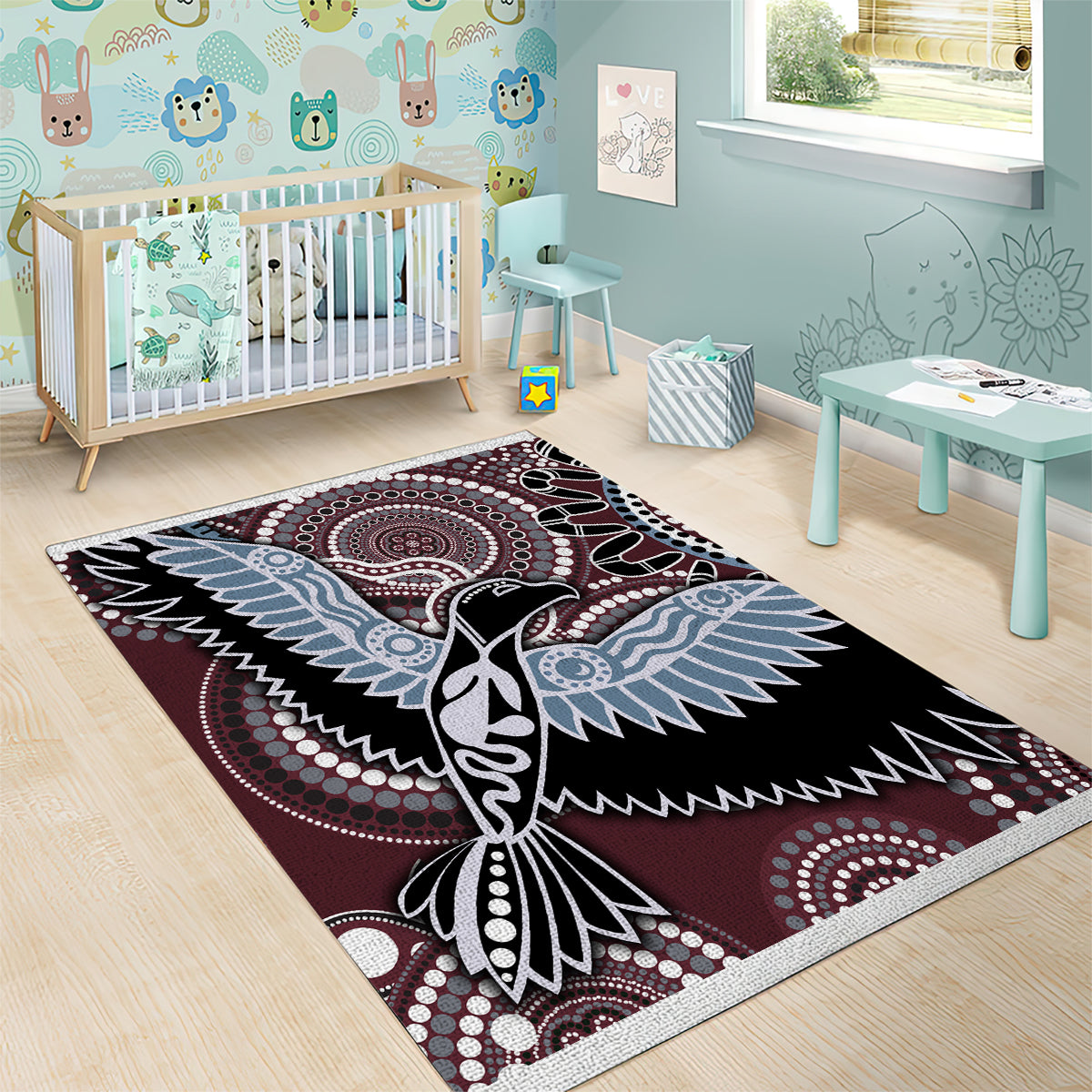 Aboriginal Pattern Bird Area Rug