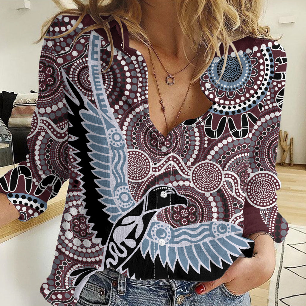 Aboriginal Pattern Bird Women Casual Shirt