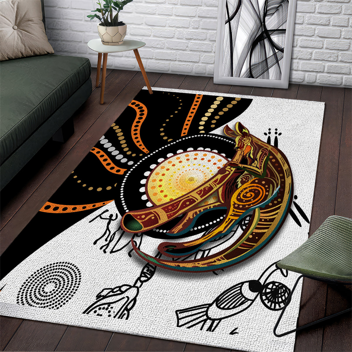 Aboriginal Kangaroo Pattern Dot Art Area Rug