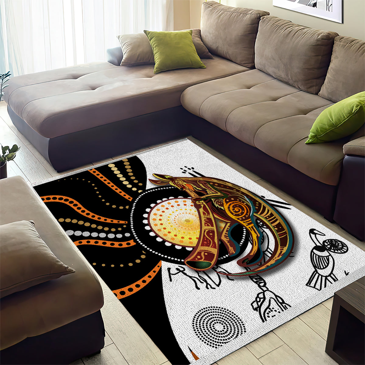 Aboriginal Kangaroo Pattern Dot Art Area Rug