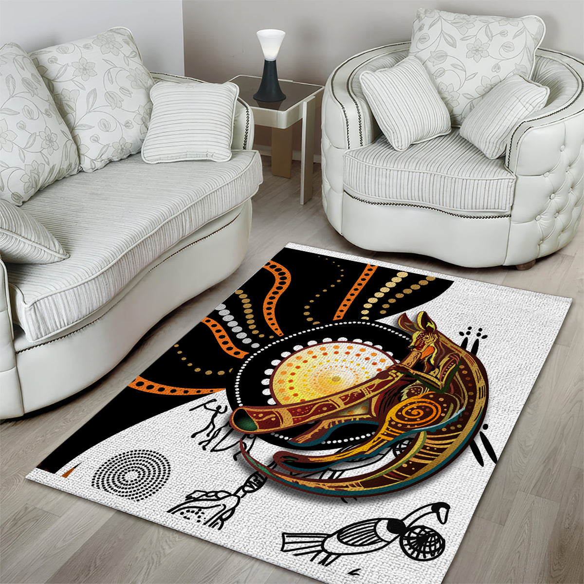 Aboriginal Kangaroo Pattern Dot Art Area Rug