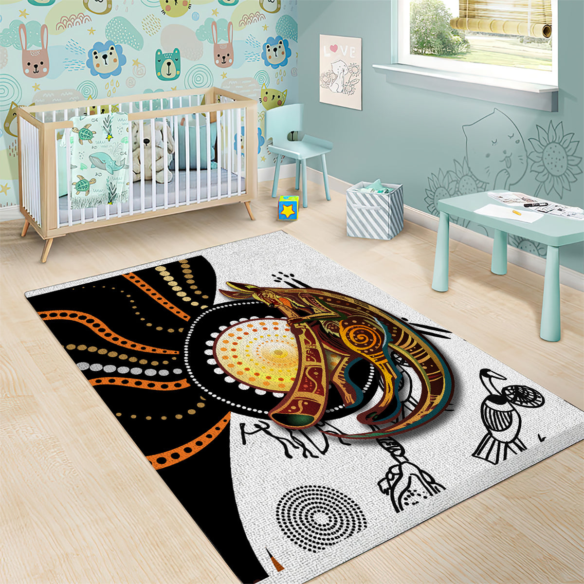 Aboriginal Kangaroo Pattern Dot Art Area Rug