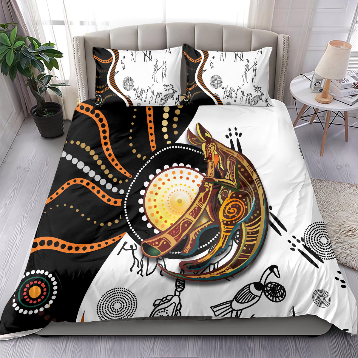 Aboriginal Kangaroo Pattern Dot Art Bedding Set