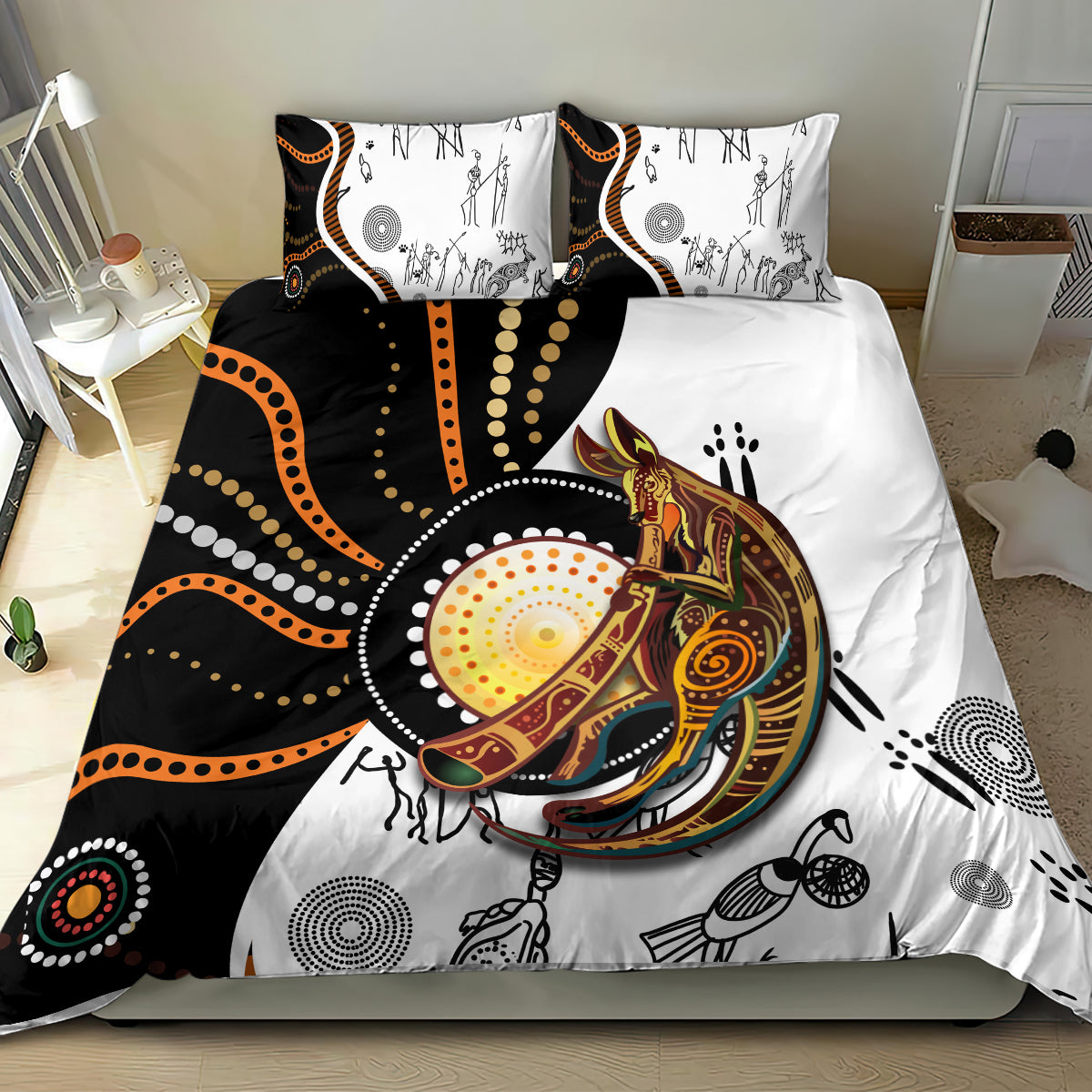 Aboriginal Kangaroo Pattern Dot Art Bedding Set