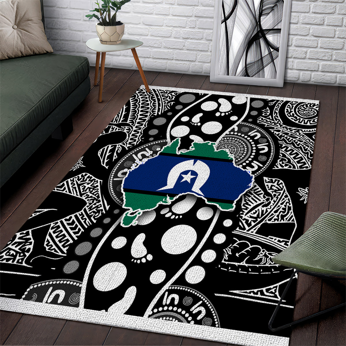 Torest Trait Islands Map Mix Aboriginal Pattern Area Rug