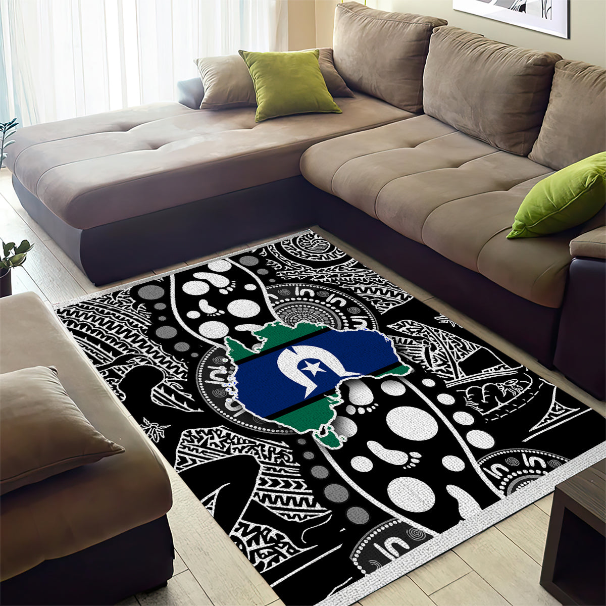 Torest Trait Islands Map Mix Aboriginal Pattern Area Rug