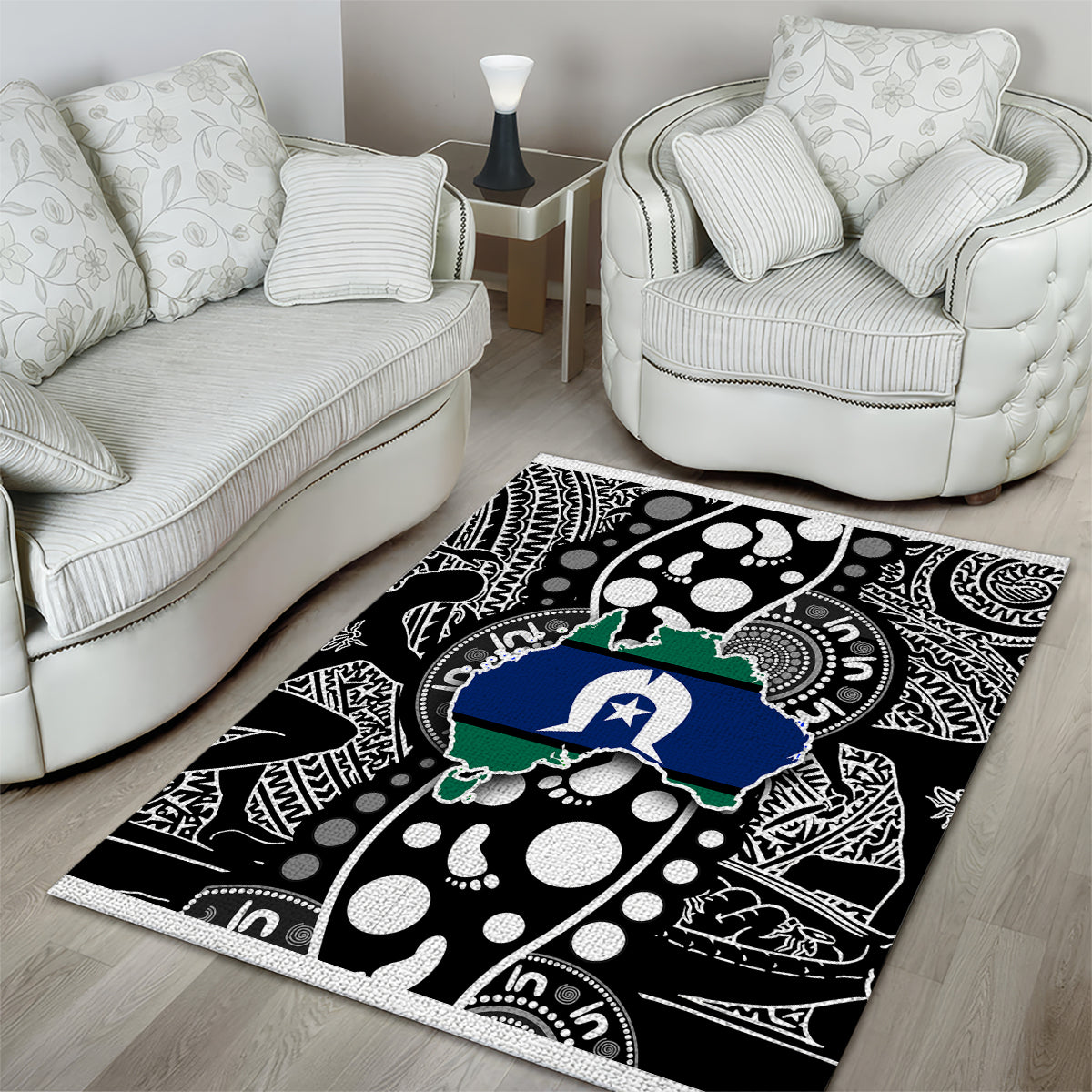 Torest Trait Islands Map Mix Aboriginal Pattern Area Rug